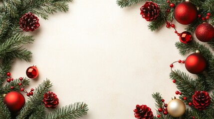 Festive Christmas frame with pine branches