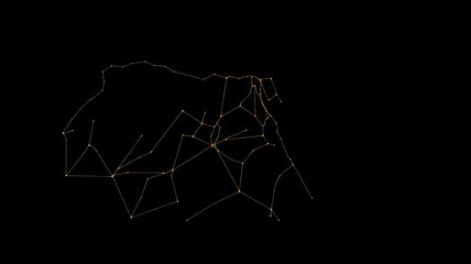 Abstract Gold Network Connection Lines Dots Technology Background