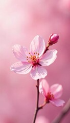 Fototapeta premium Delicate cherry blossom petals in a soft pink gradient background with subtle texture, nature, texture, petal