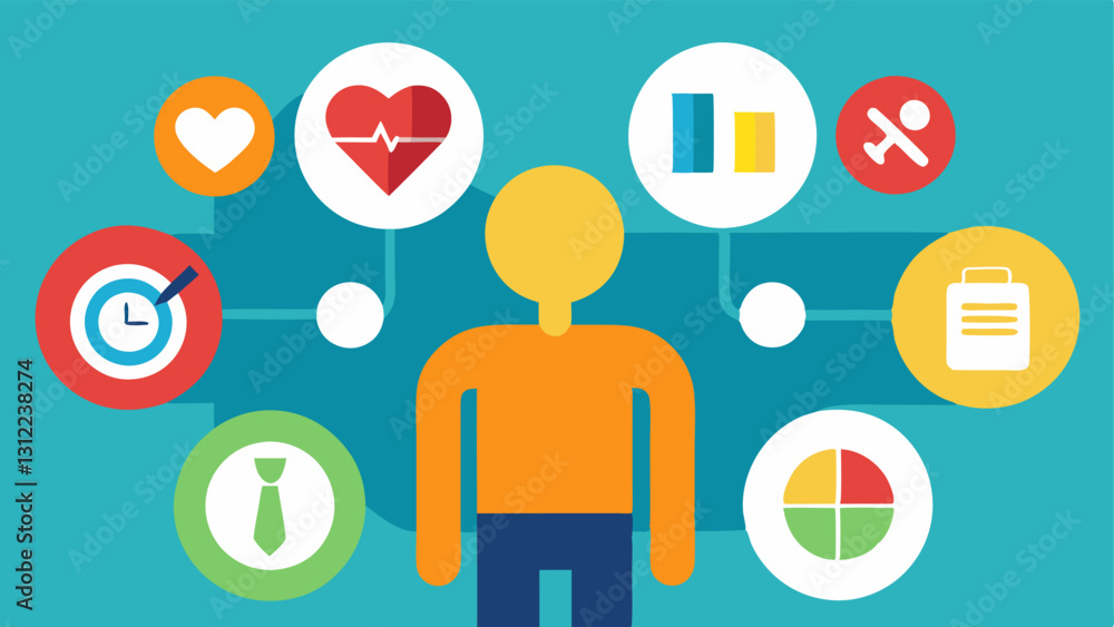 Poster wellness chart visualization a closeup of a wellness chart with an array of vibrant colors and icons
