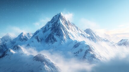 Snowy Mountain Peak in a Winter Landscape