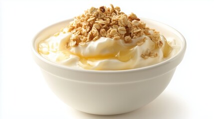 Yogurt granola honey breakfast bowl. AI generated