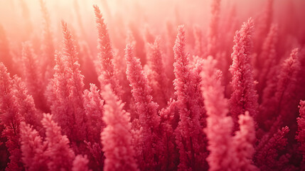 Obraz premium Pink field of grass in soft sunlight