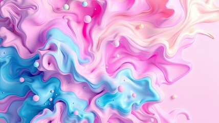 Abstract Pink Blue Swirl Liquid Paint Texture Background