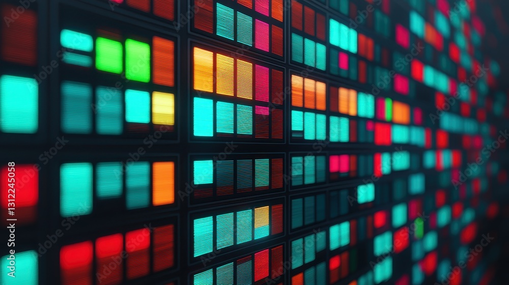 Poster colorful abstract background of digital patterns and lights