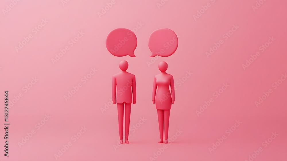Poster interconnected communication:floating dialogue bubbles fostering understanding