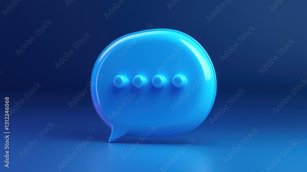Poster modern blue chat bubble icon with dots for messaging applications