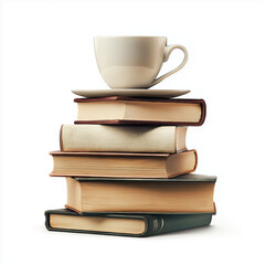 Fototapeta premium A stack of books with a cup of coffee on top