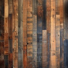 A rustic wooden floor featuring aged planks with rich textures, visible knots