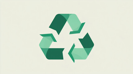 Obraz premium Minimalist flat green recycling symbol on light background