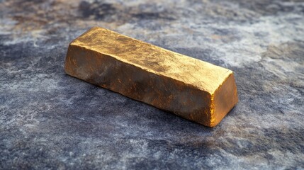 Golden Bar on Stone Surface, Abstract Background Displaying Wealth