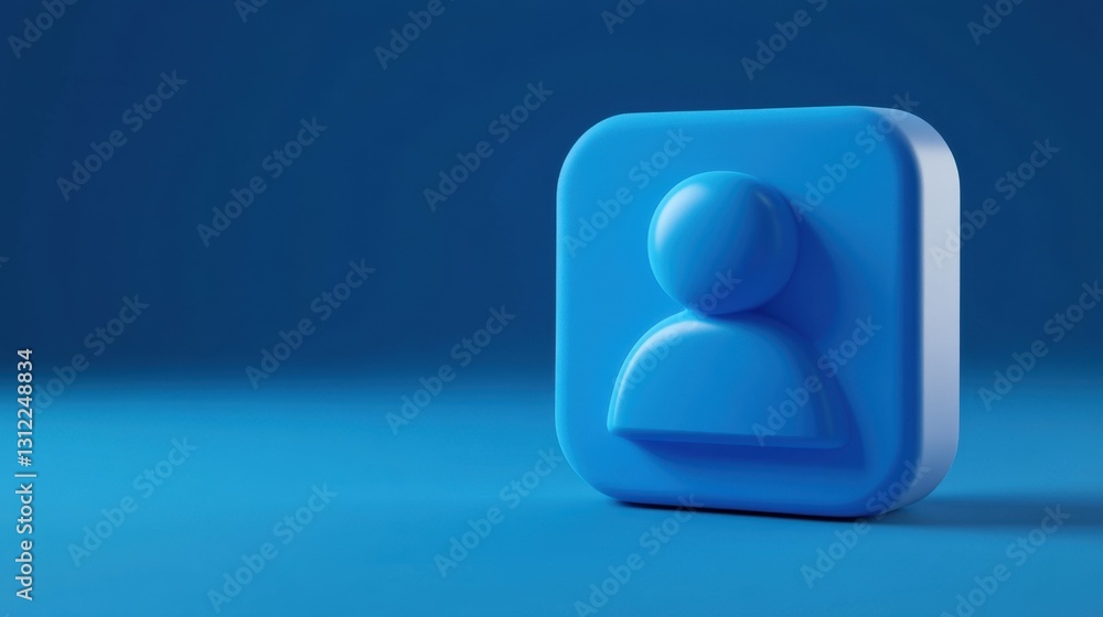 Aufkleber 3d blue icon representation of user profile with soft shadows