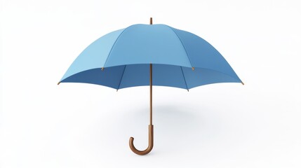Bright Blue Umbrella Isolated on White Background for Weather Concepts