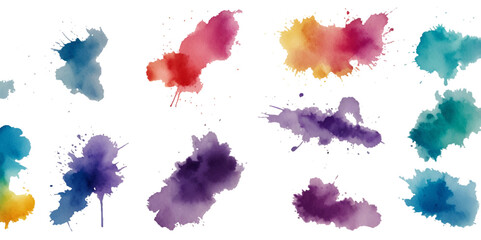 Set of colorful abstract watercolor splash brush strokes vector background. Colors watercolor paint stains vector texture background.