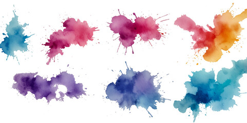 Set of colorful abstract watercolor splash brush strokes vector background. Colors watercolor paint stains vector texture background.