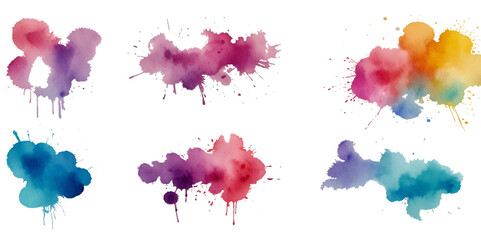 watercolor vector stains colors splash collection. Set of watercolor brush strokes