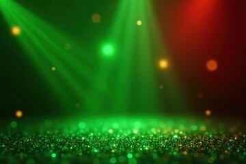 Green glitter backdrop, red & gold light bursts , christmas background, abstract, party