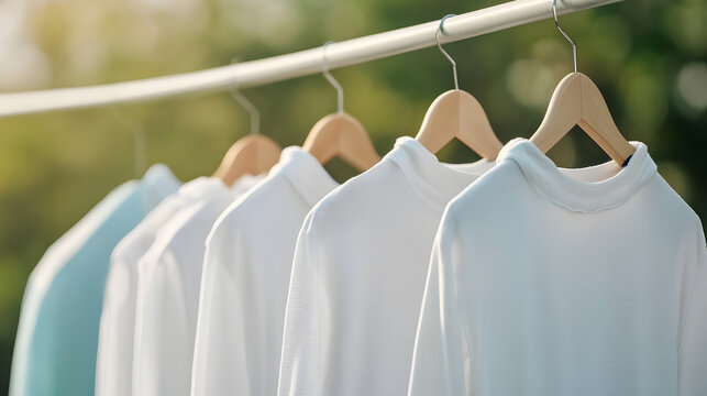 Crisp White Shirts Drying in the Sun with Laundry Detergent