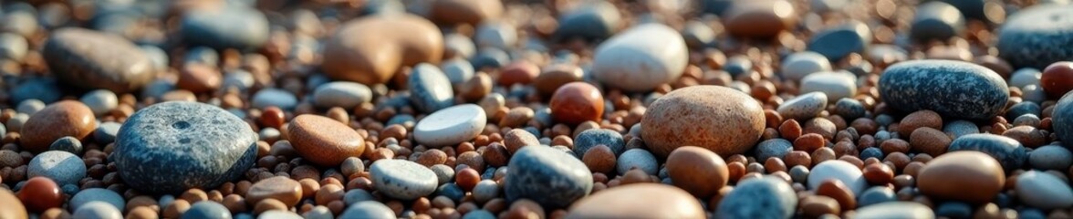 Scattered gravel, diverse stone sizes; muted tones , colors, rock