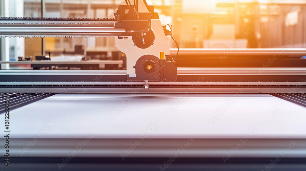 Poster Front view of a paper cutting machine in action Generative AI
