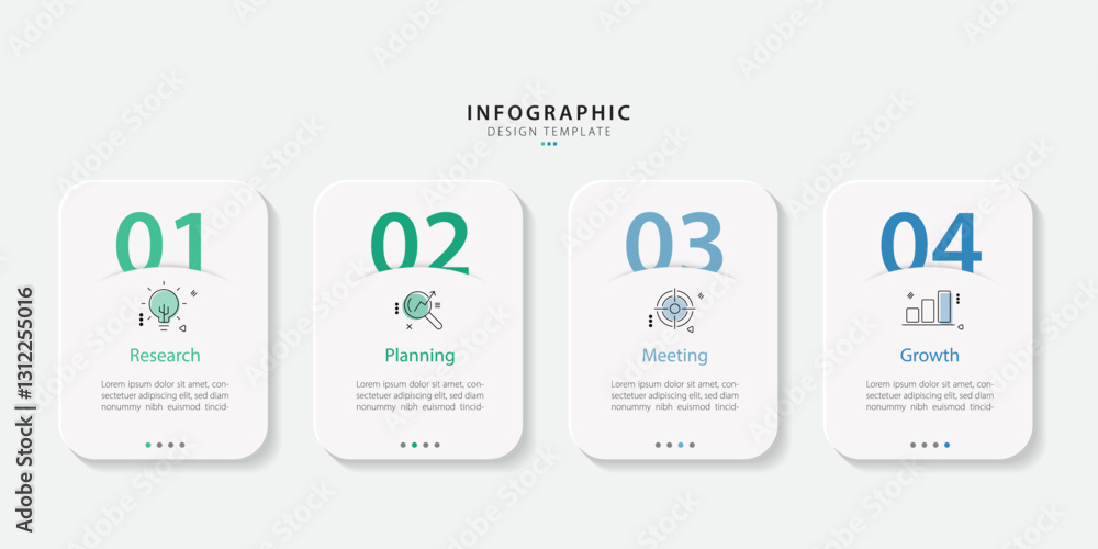 Poster timeline infographic template. 4 step timeline journey, calendar flat simple infographics design tem