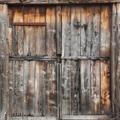 A rustic wooden garden shed featuring weathered planks with deep grain lines, natural imperfections