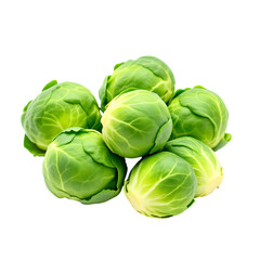Fototapeta premium Close-up view of a cluster of fresh, vibrant green Brussels sprouts