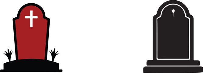 gravestone tombstone cemetery memorial headstone  RIP icon burial, funeral, grave marker, death, remembrance, monument, stone cross, gothic, mourning historical cemetery, weathered stone vector