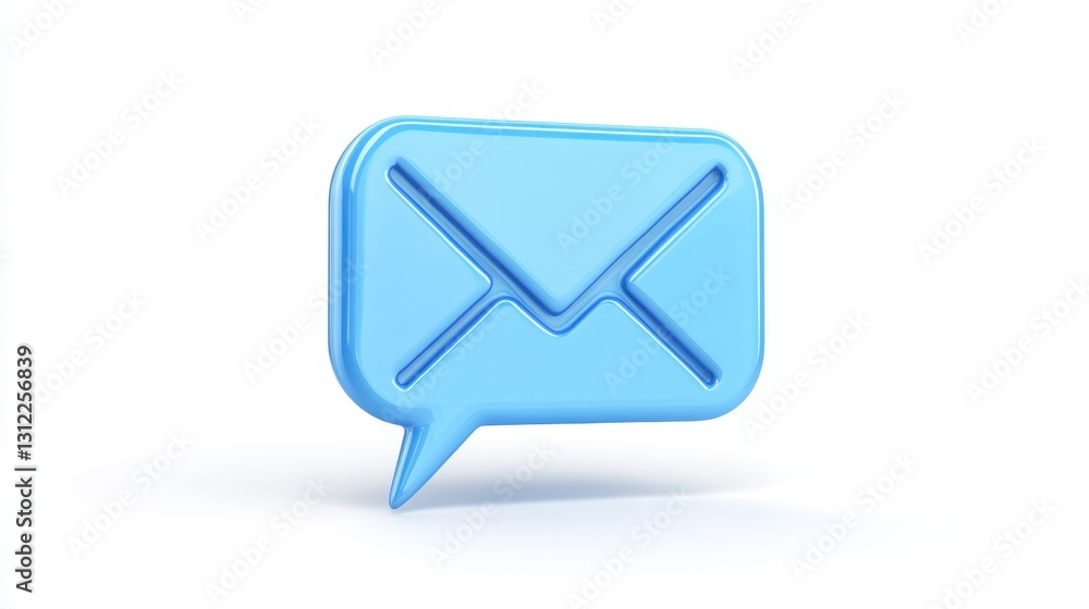 Poster blue speech bubble with envelope icon representing messaging concept
