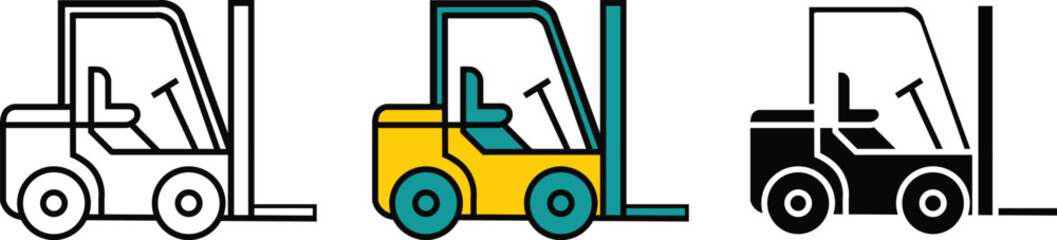 silhouettes Forklift icon vector illustration, Outline icon, Forklift Icon Fork Lift Delivery Loading Loader Truck, Forklift flat icon. 
