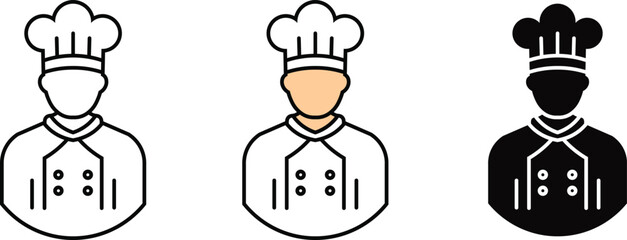 set of chefs standing black silhouette vector, chef  isolated on vector illustration