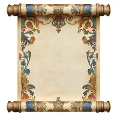 Antique Parchment Scroll with Ornate Floral Border