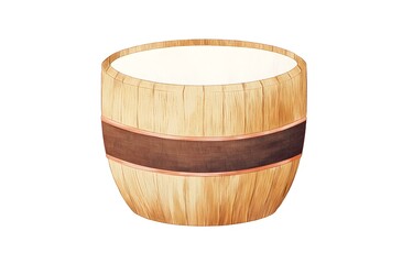 Beige Wooden Bowl with Dark Brown Band Filled with White Substance