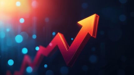 Growth Arrow Rising Against Bright Background with Abstract Bokeh Effects