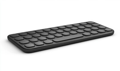 Black wireless keyboard on white background for modern tech