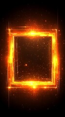 Fiery Square for Glowing Frame, Dark Background.