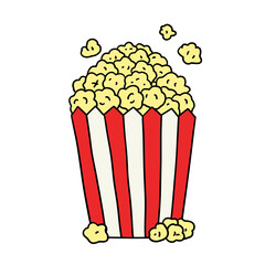 Vector illustration of a popcorn bucket in a retro striped container