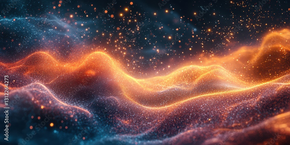Poster colorful abstract waves of light and texture create a mesmerizing visual effect during a nighttime e