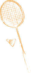 Obraz premium A hand drawn illustration of a badminton racquet and shuttlecock 