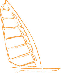 A hand drawn illustration of a sailboard
