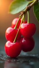 cherries on the water