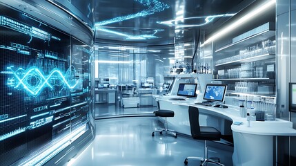 Obraz premium A high-tech laboratory using CRISPR technology for genetic research