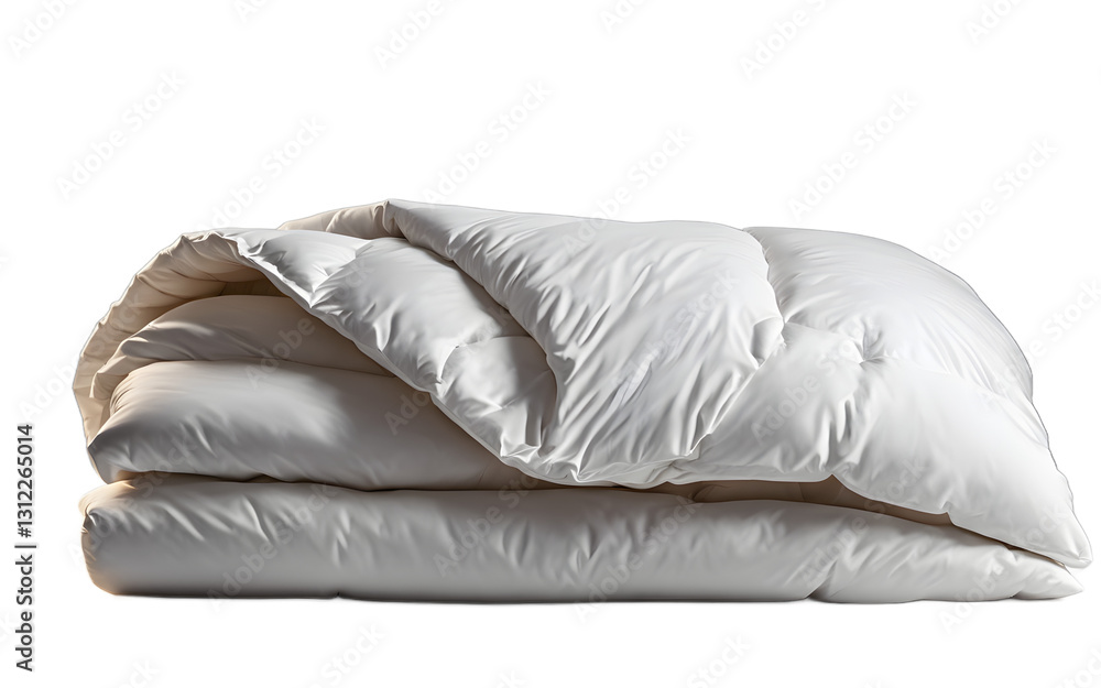 Poster a thick and fluffy duvet, isolated on a empty plain background