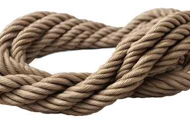 Obraz premium A thick coiled rope with a rough texture, isolated on a empty plain background
