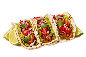 Enjoying Tasty and Delicious Chicken Tacos Crafted with Fresh Ingredients, Topped with Lime