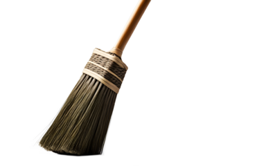 A traditional broom for sweeping floors, isolated on a empty plain background