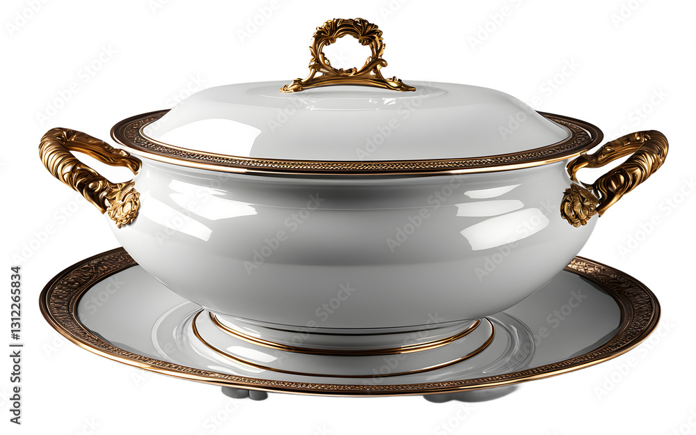 Aufkleber a tureen for serving soups or stews, isolated on a empty plain background