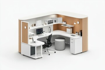 High Definition View of White Open Space Office Corner, High Detail, 8K