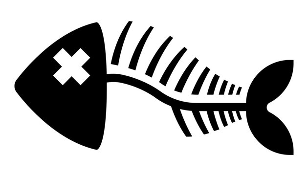 icon of a fish skeleton symbolizing waste consumption and marine life.