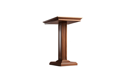 A wooden lectern with an angled top for reading, isolated on a empty plain background